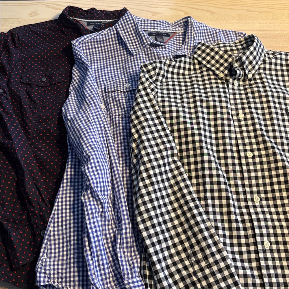 3/ 21$ Tommy Hilfiger Red Polka Dot and Blue Checkered Shirts, 1 Ralph Lauren